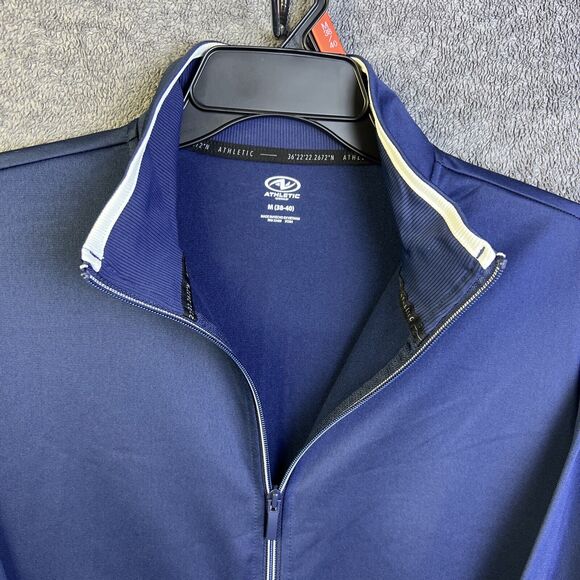 Athletic Works Men’s Track Jacket Blue Size Medium Zipper Pockets Lined - Picture 4 of 6